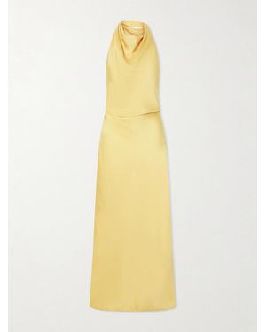 Jonathan Simkhai Reannon Draped Satin Halterneck Gown - Yellow