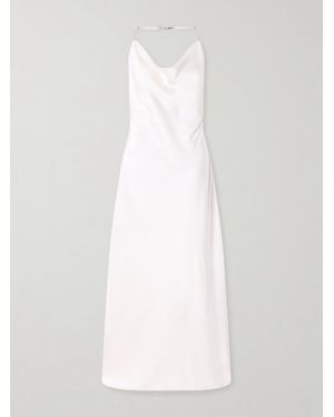Stella McCartney Crystal-Embellished Satin-Crepe Halterneck Gown - White