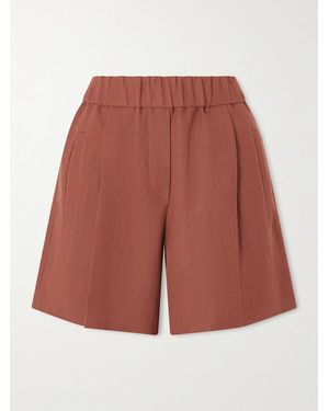Brunello Cucinelli Short Droit En Serge À Plis - Rouge