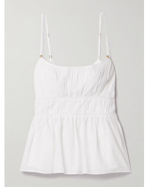 Aje. Acapella Bustier Aus Baumwoll-Voile Mit Schößchen Und Raffungen - Weiß