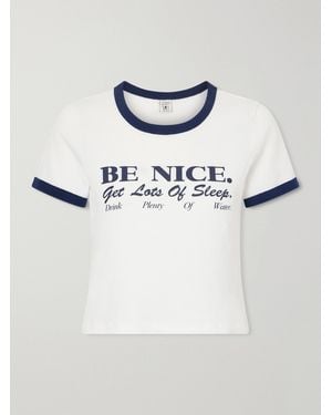 Sporty & Rich Printed Garment-Dyed Cotton-Jersey T-Shirt - White
