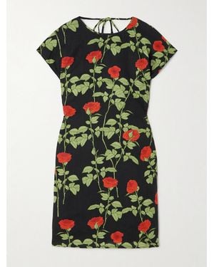 BERNADETTE Anne Open-Back Floral-Print Linen Mini Dress - Green