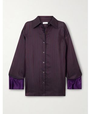 Dries Van Noten Chemise Oversize En Serge Satinée Rembourrée À Rayures - Violet