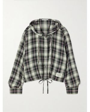 Acne Studios Hooded Appliquéd Checked Woven Shirt - Multicolor