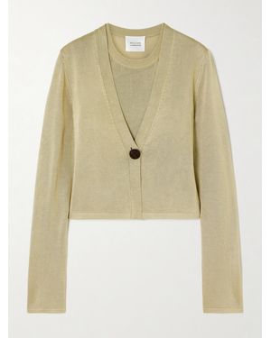 Galvan London Ida Layered Knitted Tank And Cardigan Set - Natural