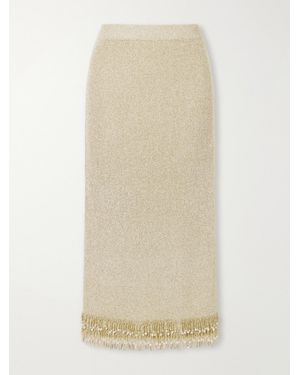 Jonathan Simkhai Zeni Bead-Embellished Bouclé Midi Skirt - Natural