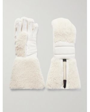 Moncler Shearling And Suede Ski Gloves - Natural