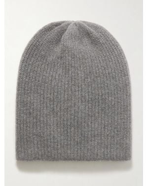 The Elder Statesman Watchman Ribbed Cashmere Beanie - Grey