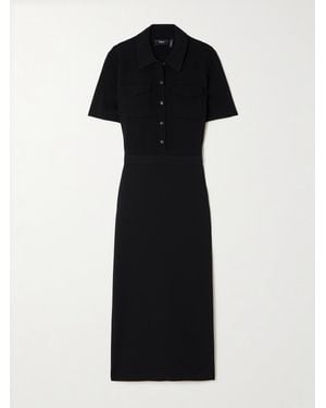 Theory Military Merino Wool-Blend And Crepe Midi Dress - Black