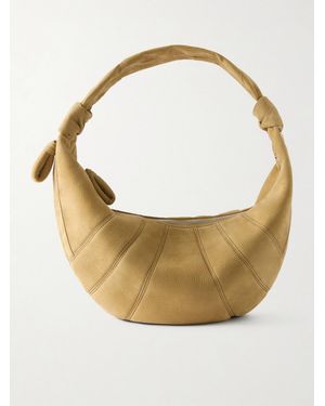 Lemaire Fortune Croissant Panelled Nubuck Shoulder Bag - White