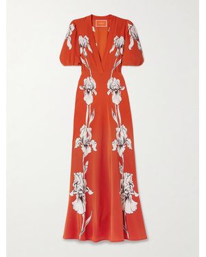La DoubleJ Marlene Floral-Print Silk-Crepe Maxi Dress - Red