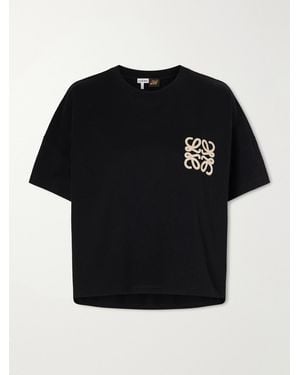Loewe Paula's Ibiza Logo-Embroidered Cotton-Jersey T-Shirt - Schwarz