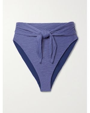 Mara Hoffman Goldie Bikini-Höschen Aus Recyceltem Stretch-Matelassé Zum Binden - Blau