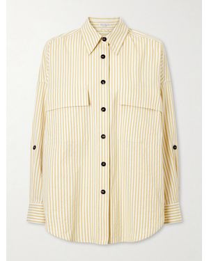 Brunello Cucinelli Striped Printed Cotton-Blend Shirt - Natural