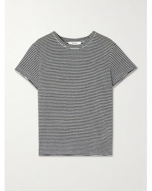 FRAME T-Shirt Aus Gestreiftem Leinen - Grau