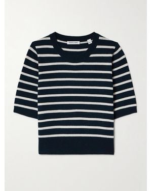 Veronica Beard Shana Gestreifter Kaschmirpullover - Blau