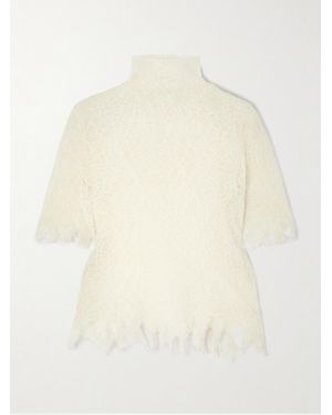 McQueen Kurzärmeliger Pullover Aus Einer Baumwoll-Seidenmischung Mit Stehkragen - Natur