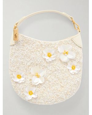 Polo Ralph Lauren Floral-Embellished Beaded Small Shoulder Bag - Natural