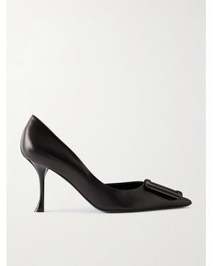 Roger Vivier Viv Ville 85 Buckled Leather Court Shoes - Black