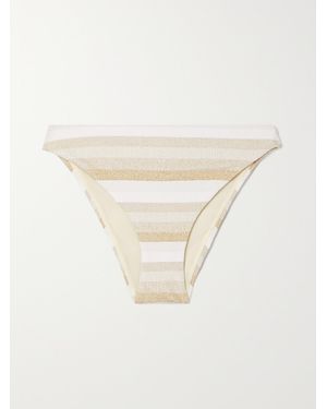 Max Mara Swami Bikini-Höschen Aus Gestreiftem Stretch-Material - Natur
