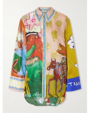 ALÉMAIS Mlak Printed Silk-Twill Shirt - Orange