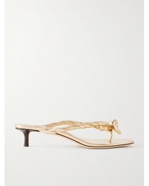 Jimmy Choo Liss 35 Metallic-Leather Sandals - Natural