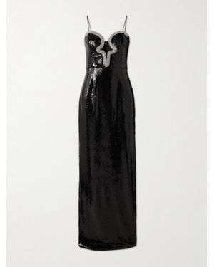 Rebecca Vallance Lyra Cutout Embellished Sequined Stretch-Jersey Gown - Black