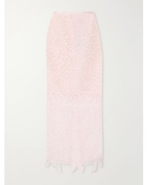 Cecilie Bahnsen Cbgus Embroidered Organza Maxi Skirt - Pink