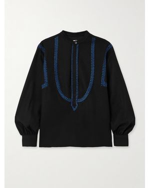 SEBLINE Marocaine Embroidered Wool Shirt - Black