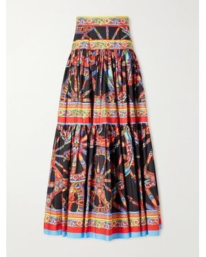 Dolce & Gabbana Carretto Printed Flared Cotton-Poplin Maxi Skirt