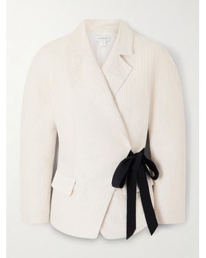 Lanvin Belted Textured-Satin Jacket - Natural