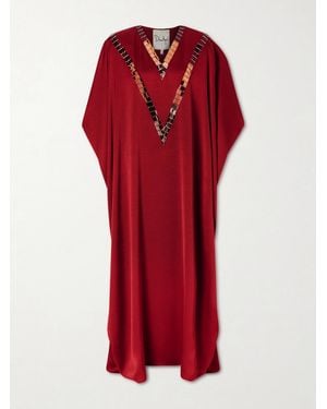 ‎Dima Ayad Embellished Faille Kaftan - Rot