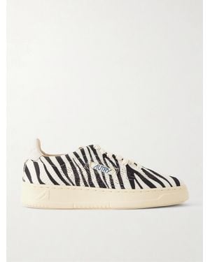 Autry Easyknit Suede-Trimmed Zebra-Print Knitted Sneakers - Multicolor