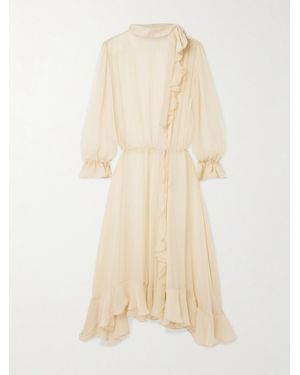 Sharon Wauchob Abae Asymmetric Ruffled Silk-Mousseline Midi Dress - Natural