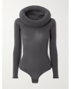 Alaïa Hooded Stretch-Jersey Bodysuit - Gray