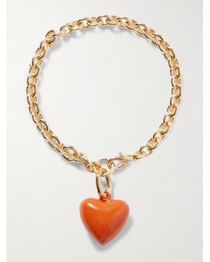 Roxanne Assoulin The Mini Puffy Heart-Tone And Enamel Bracelet - White