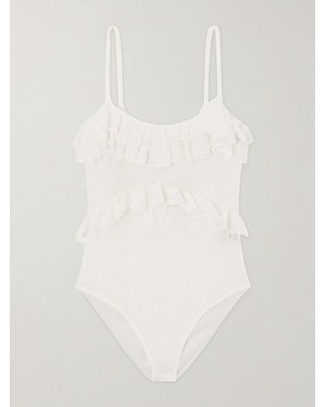 Ulla Johnson Bania Ruffled Crocheted Bodysuit - White