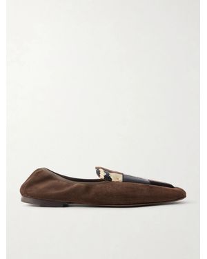 KHAITE Zoe Patchwork Leather And Suede Ballet Flats - White