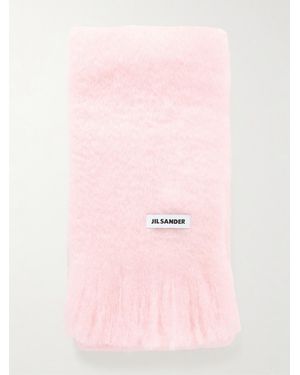 Jil Sander Fringed Mohair And Wool-Bend Scarf - Pink