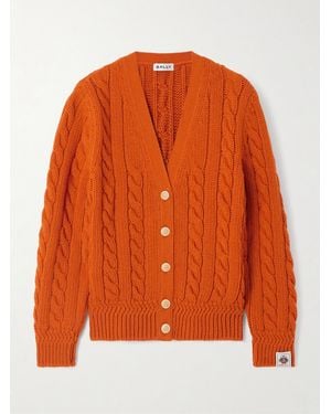 Bally Cable-Knit Wool Cardigan - Orange
