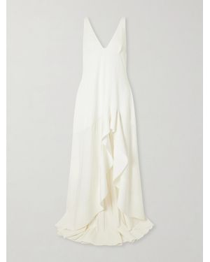 Stella McCartney Asymmetric Ruffled Crepe Maxi Dress - White