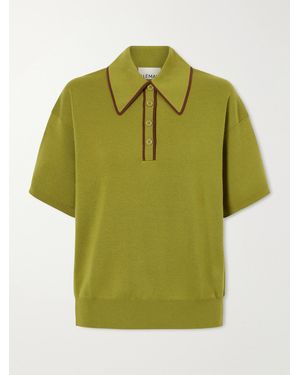 ALÉMAIS Valentina Merino Wool-Piqué Polo Shirt - Green