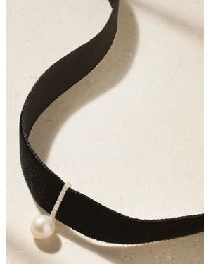 Mateo Lady Velvet, 14-Karat, Pearl And Diamond Choker - Black