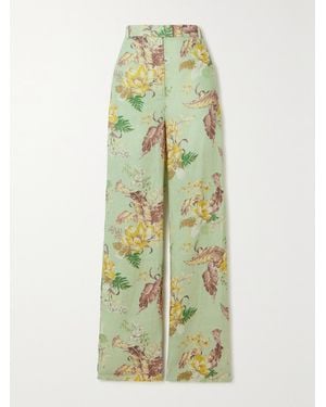 Zimmermann Matchmaker Hose Mit Geradem Bein Aus Leinen Mit Blumenprint - Grün