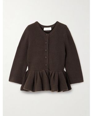 LIBEROWE Ruffled Cashmere Peplum Cardigan - Brown