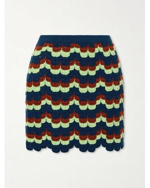 Escvdo Alba Crocheted Cotton Mini Skirt - Blue