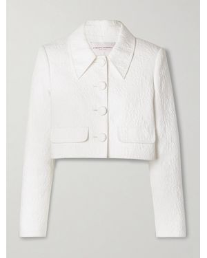 Carolina Herrera Cropped Cotton-Blend Cloqué Jacket - White