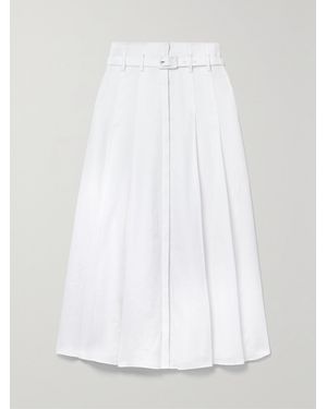 Gabriela Hearst Dugald Pleated Linen Midi Skirt - White