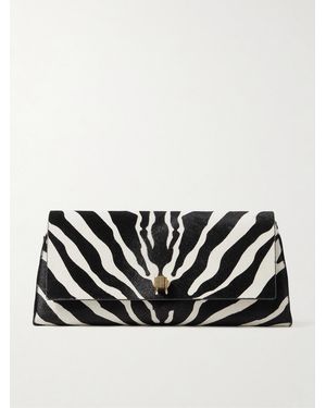 KHAITE Audrey Zebra-Print Calf Hair Clutch - Black