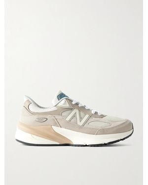 New Balance 990V6 Leather-Trimmed Mesh Sneakers - White